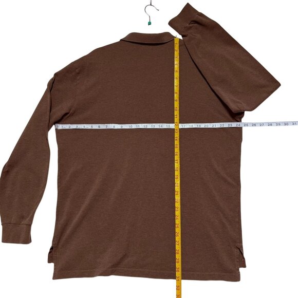Polo By Ralph Lauren Brown Long Sleeve Pima Cotton Mesh Polo Shirt XL Mens - Picture 4 of 8